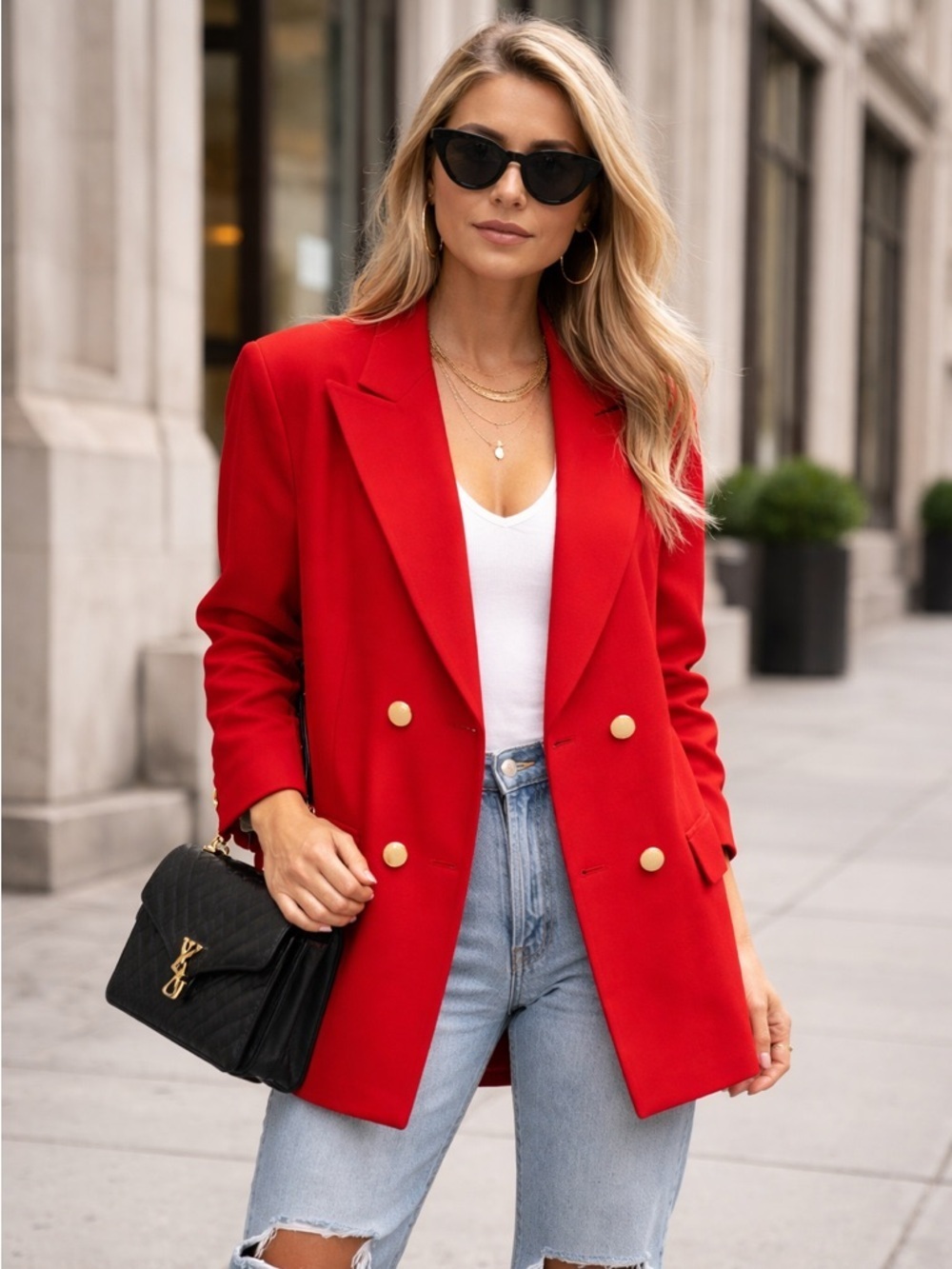 Bloomingdale’s Red Vintage Wool Blend Blazer 14W